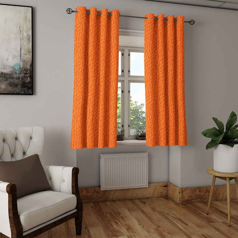 Burnt Orange Grommet Curtain Decorative 2-Panel Window Drapes, 50"x72", Orange Burnt Orange, 50" W x 63" L