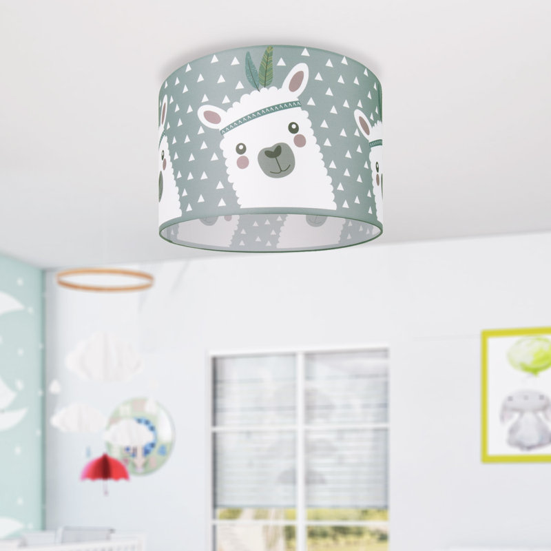 Kavan Fabric Flush Ceiling Light, White/Grey