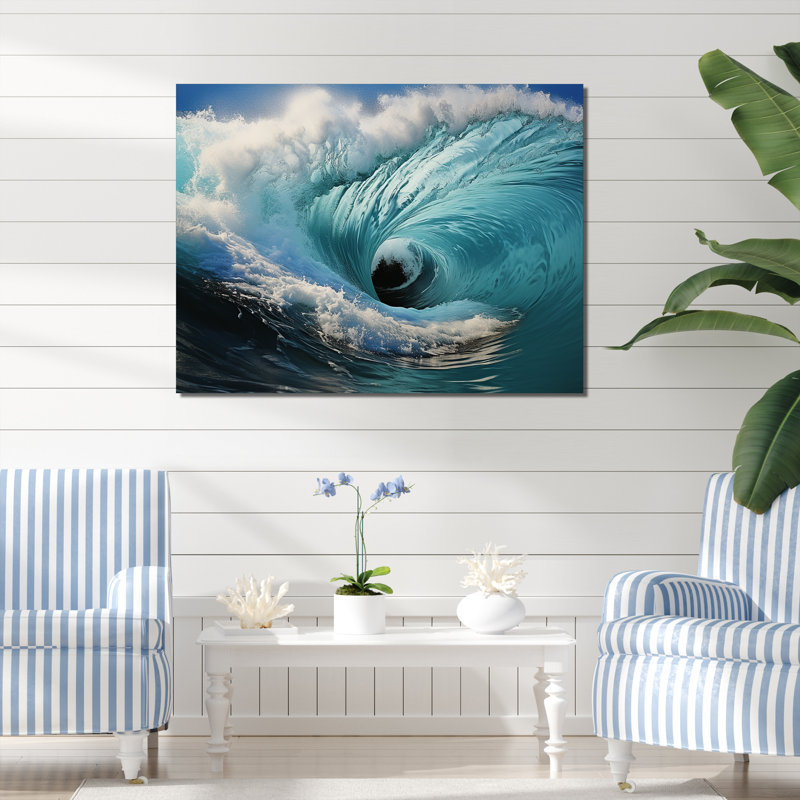 Turquoise Ocean's Force Unleashed I, H 24 po x l 32 po x P 1 po, Toile tendue