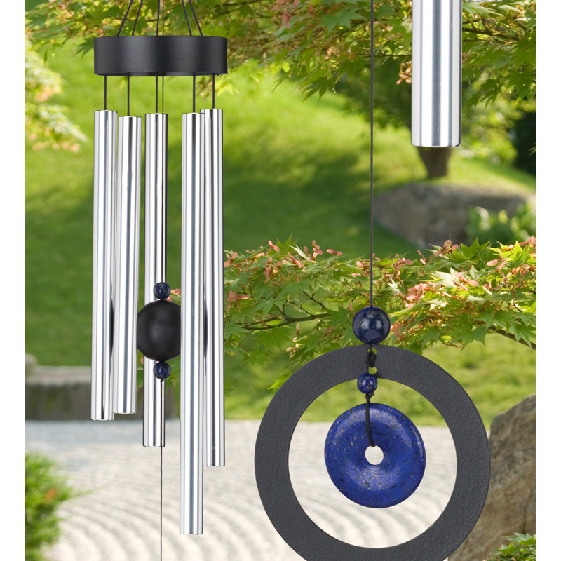 Lapis Blue Healing Stone Wind Chime with Silver Accents