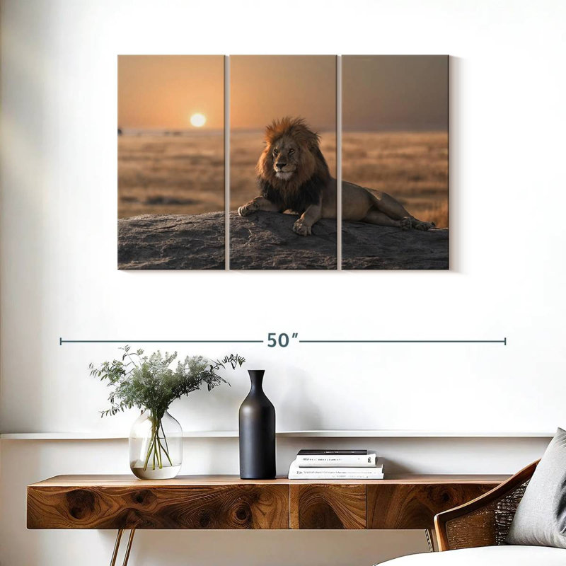 Lion On A Rock, 24" H x 38" W