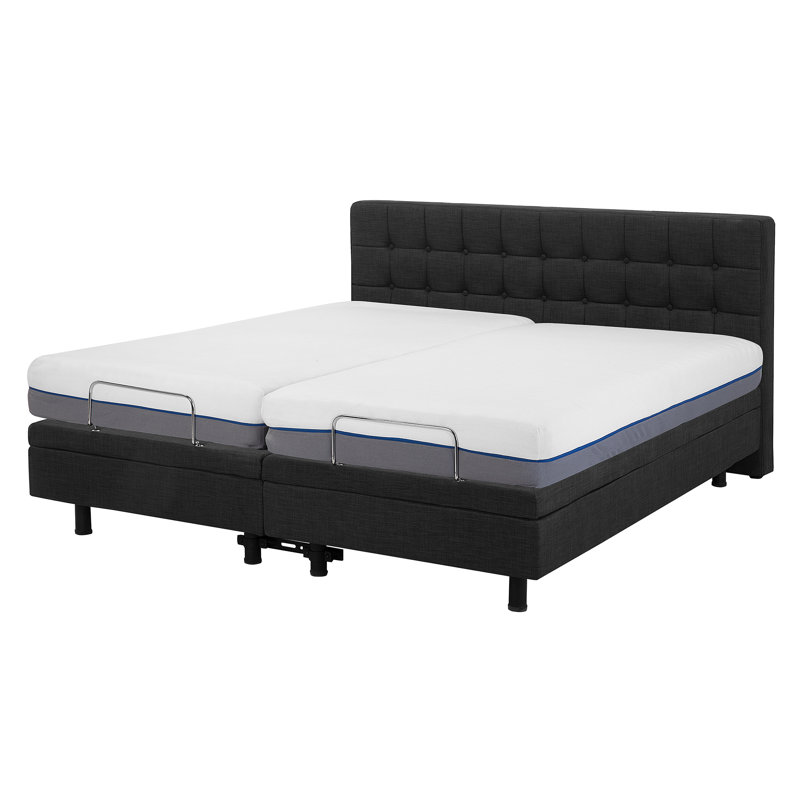 Robards Upholstered Adjustable Bed, Grey, European Kingsize (160 x 200cm)