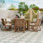 Ensemble de salle à manger 7 pièces avec table ronde, chaises rembourrées et trou pour parasol-801448907