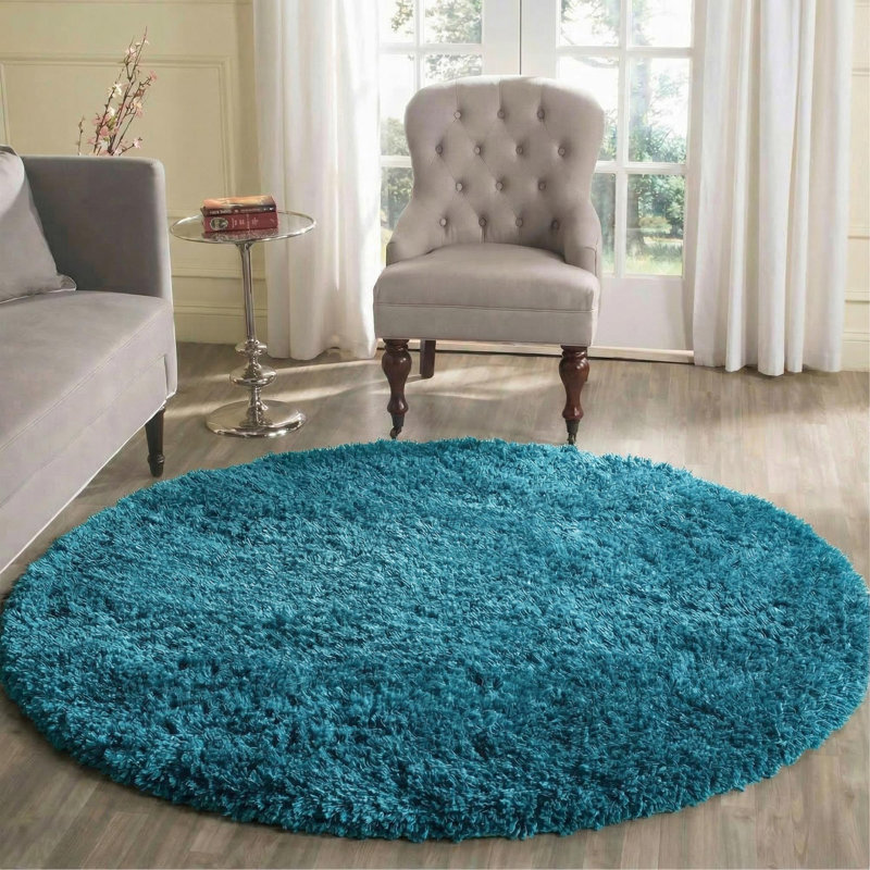 Esterly Solid Colour Shag Area Rug, Round 120cm