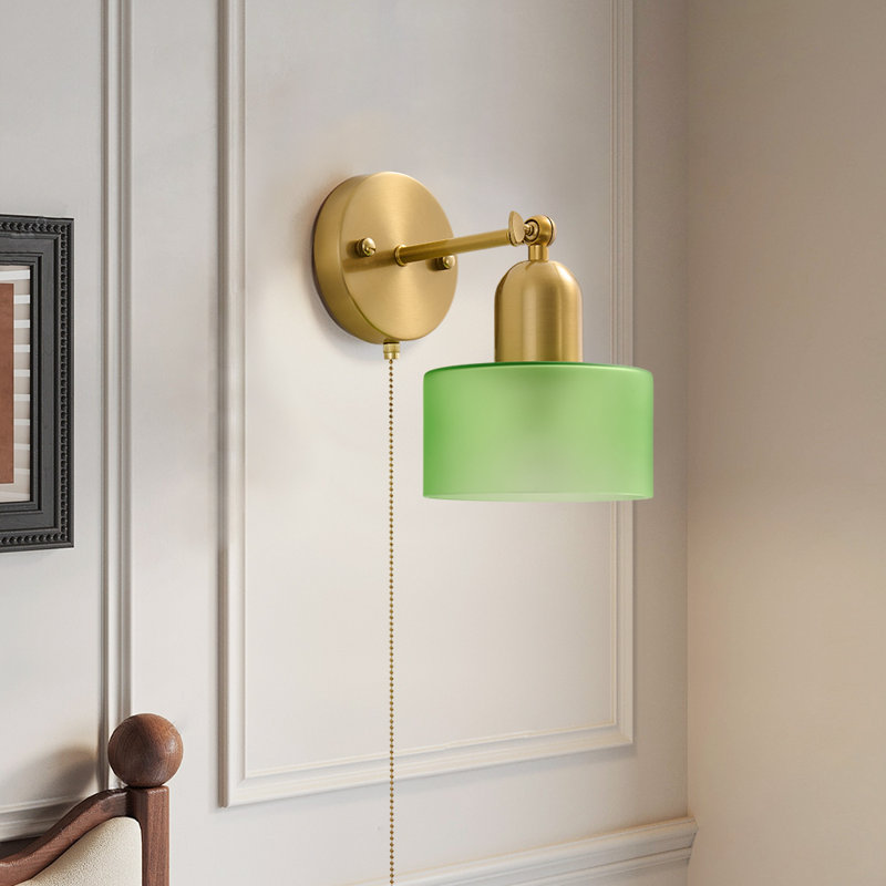 Vintage Wall Sconce With Colorful Glass, Modern Wall Light 180 Degrees Adjustable, Light Green
