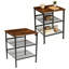Ensemble de 2 tables de bout carrées industrielles à 3 niveaux, tables d'appoint à cadre en métal avec tablettes de rangement en filet, tables d'appoint compactes peu encombrantes pour le salon / la chambre à coucher - rétro-1508612929
