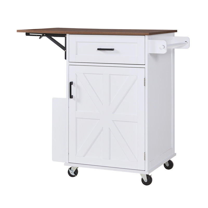 Îlot de cuisine 39,3 po avec abattant, Naturel / Blanc