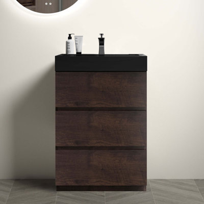 Meuble-lavabo autoportant moderne avec lavabo sans drain et robinet
