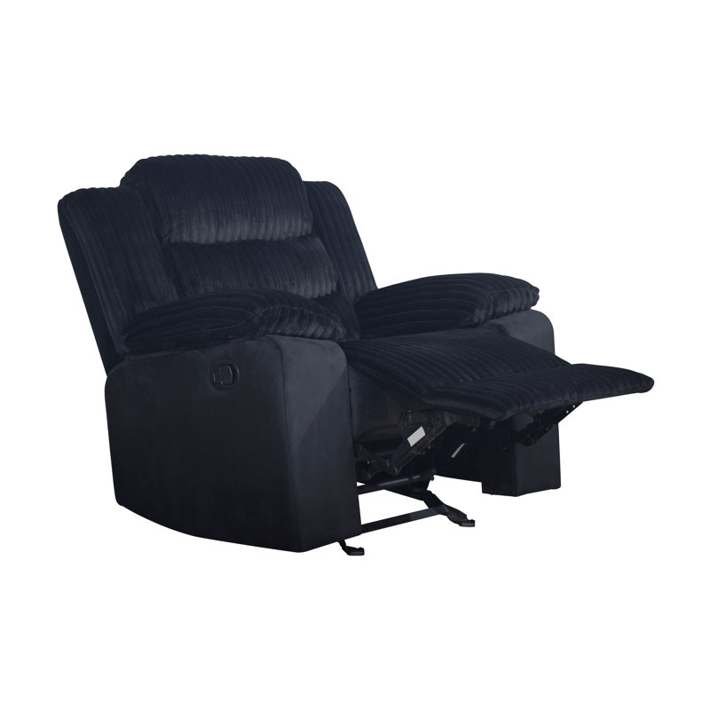 Jacobo Wood & Fabric Glider Recliner , Black