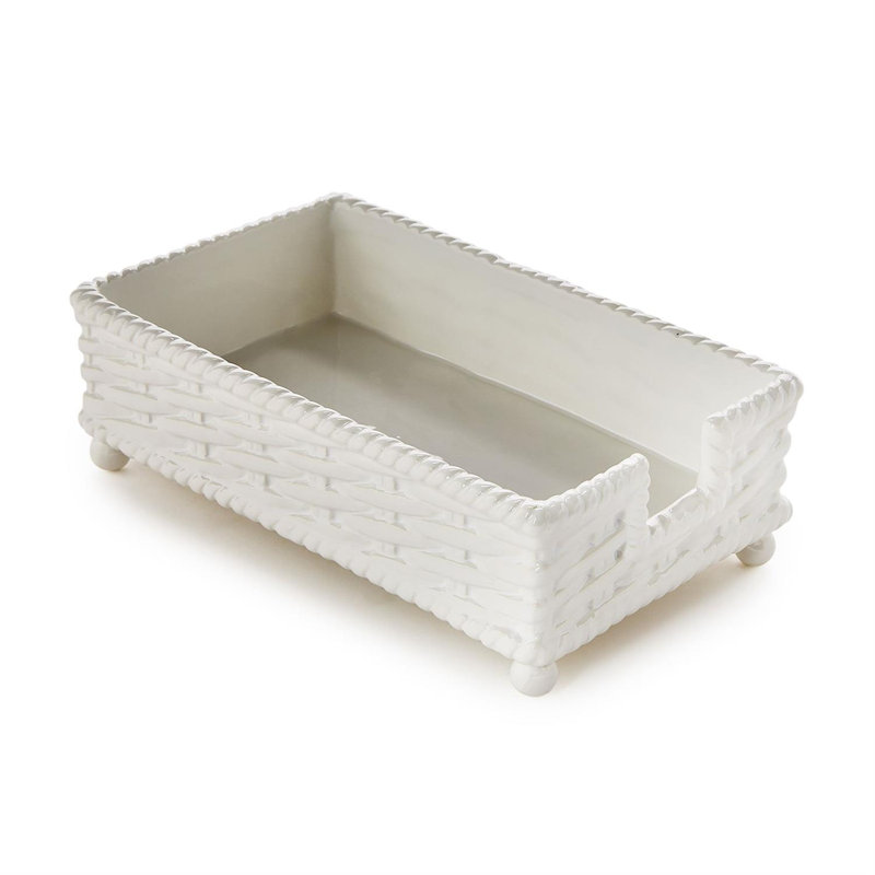 Serviette d'invité, serviette et porte-ustensiles en céramique pour comptoir et dessus de table Basketweave, H 9,25 po