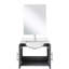 Meuble-lavabo pour salle de bain gris foncé 24 po L 22 po x P, comptoir, robinet et miroir en quartz blanc