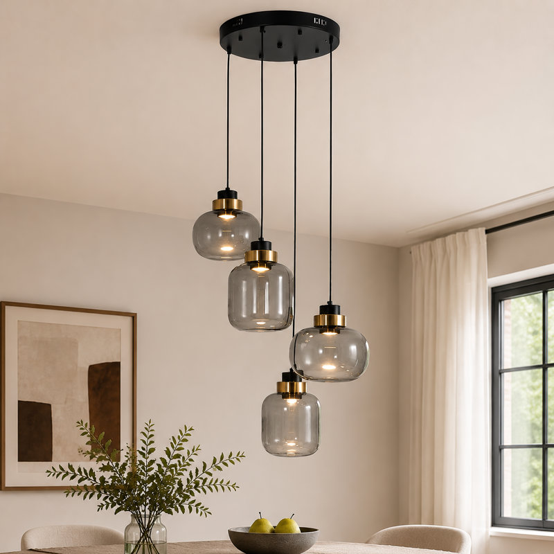 Luminaire suspendu géométrique à DEL 4 lumières Leonah