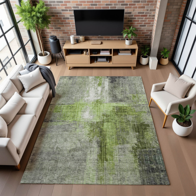 Tapis moderne de qualité supérieure lavable à la machine Bucz AMF1759, Rectangle 10 pi x 14 pi