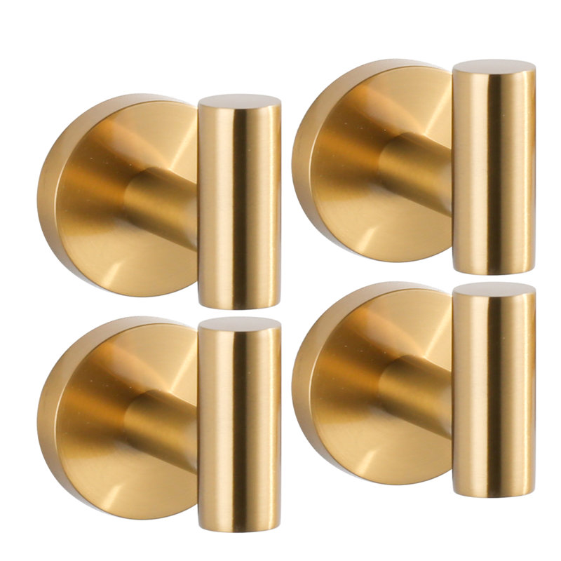 Stainless Steel Wall Mounted Towel Hook with Rust Resistant (4-Pack), Gold