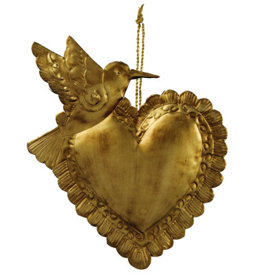 Colibri sur cœur, or antique
