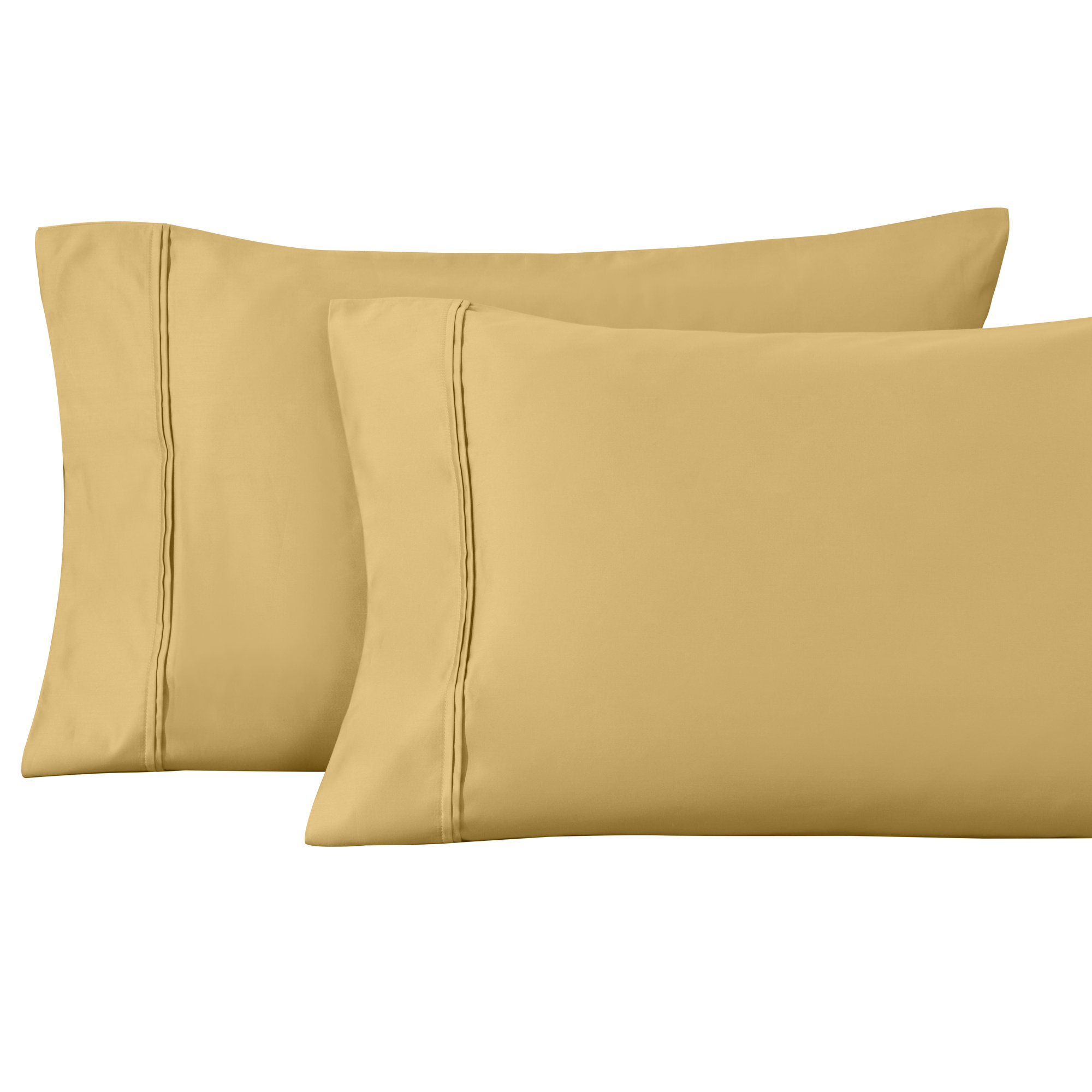 Mellark 100% Certified Egyptian Cotton Solid Pillowcase Set, King Pillowcase, Gold