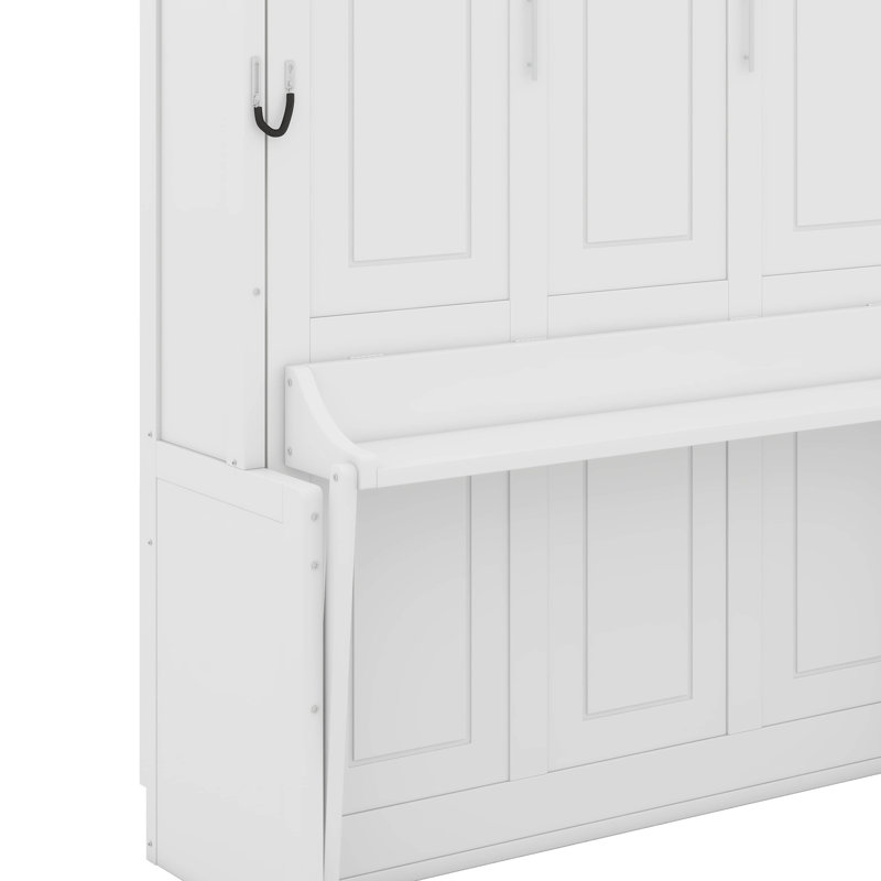 Lit escamotable escamotable avec bureau et bibliothèque Murphy, Lit double, Blanc