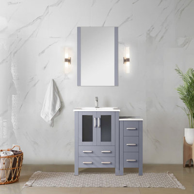 36 po L x P 18,25 gris foncé avec meuble-lavabo, comptoir et robinet en céramique blanche, teinture durable et durable
