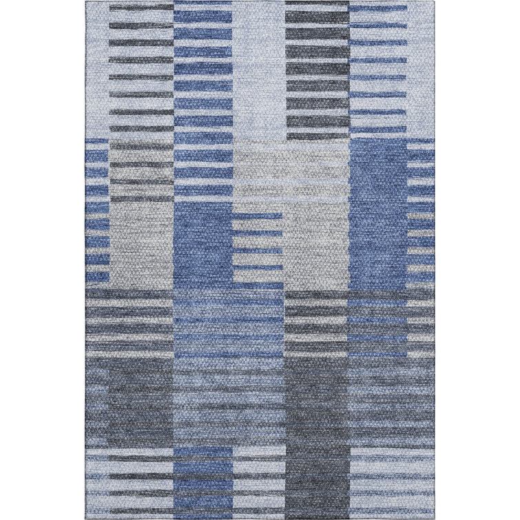 Premium Machine Washable Prisco Blue Rug