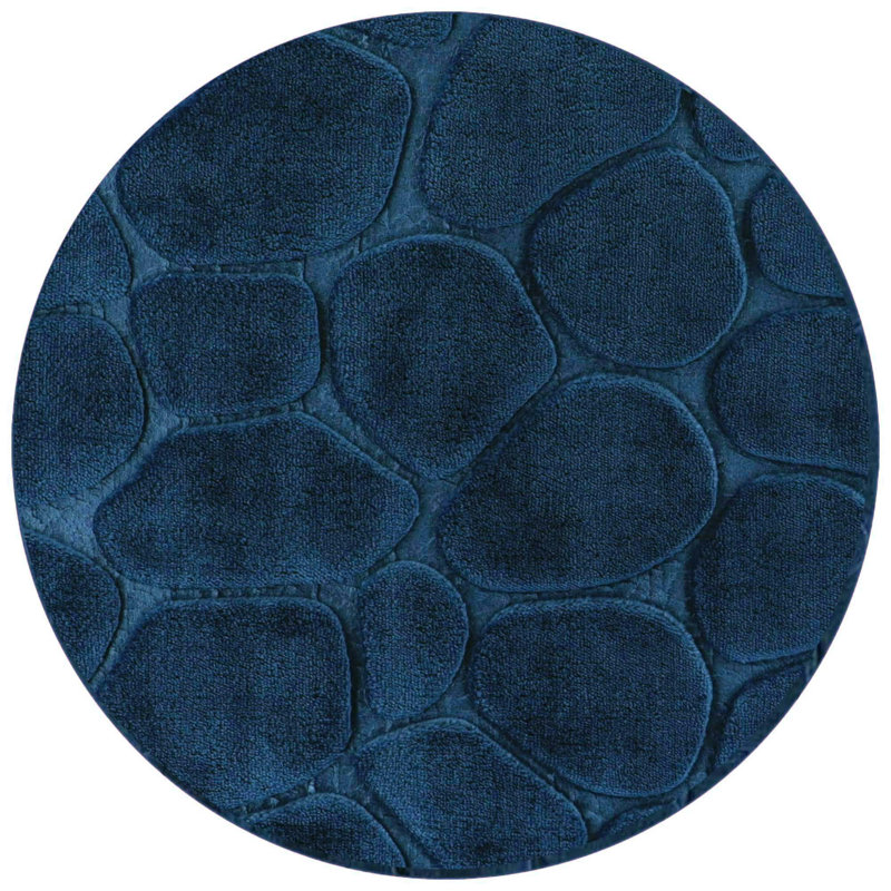 Navy Blue Memory Foam Cobble Stone Bath Mat