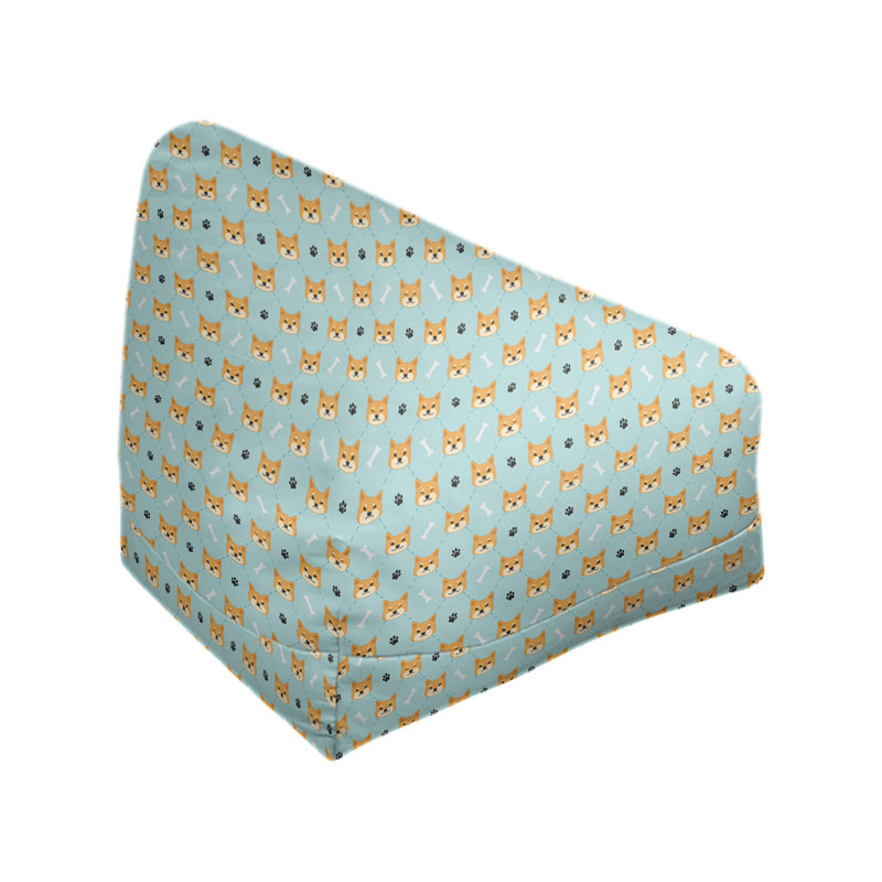 Sac de pois Leffel, H 38 po x l 42 po x P 29 po, Pouf fauteuil, Bleu pâle / bois d'ébénisterie / noir