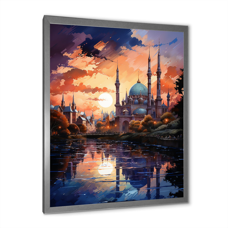 Mosquée Leoba, art de l'Islam - impression, Cadre photo argenté, H 32 po x l 16 po x P 1 po