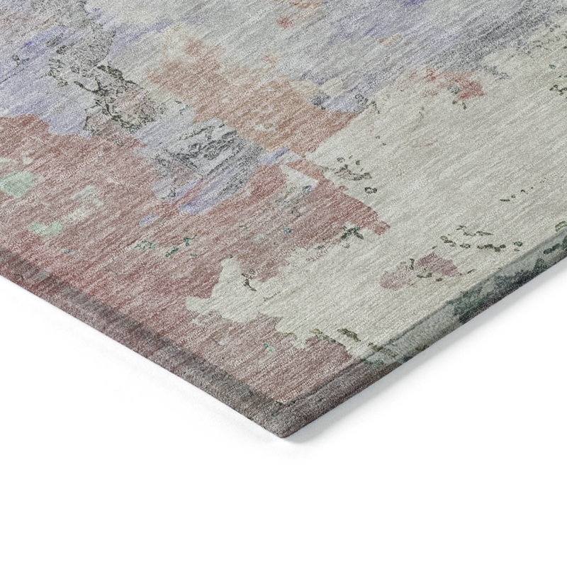 Purple Flat Woven Synthetic Rectangular Washable Rug 20" x 30"