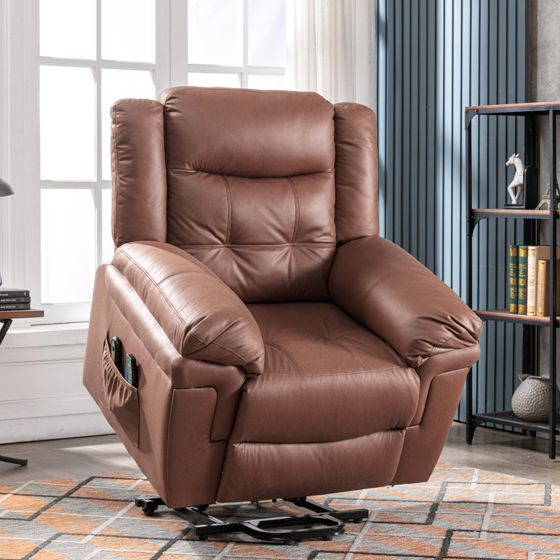 Garit Faux Leather Heated Massage Chair, Brown