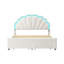 Dekker Small Double Velvet Princess Bed Frame with Shell Shaped LED Headboard & Storage Drawers