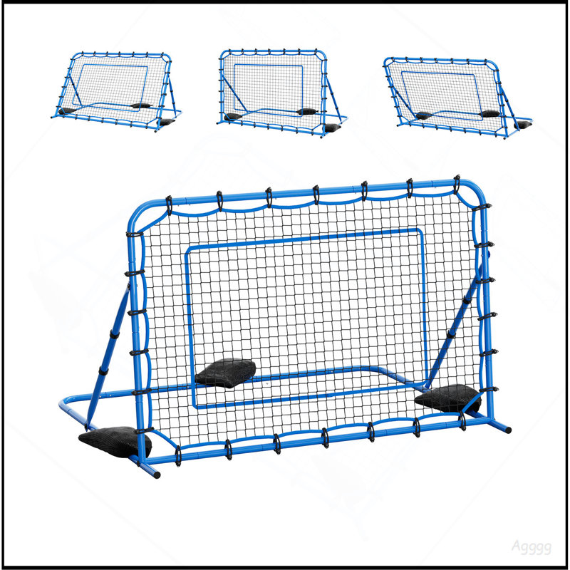 Filet de soccer rebondissant, rebondisseur de but de soccer à angle à changement rapide pour le contrôle, la pratique du dépassement, structure en fer robuste et filet de polyéthylène, équipement et équipement d'entraînement de balle facile à installer pour les adolescents et les adultes, 6 x 4 pi