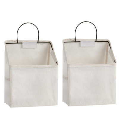 2 Pcs Wall-Hanging Storage Bags, Desktop Organizer Basket Cotton Linen Hanging Storage Basket
