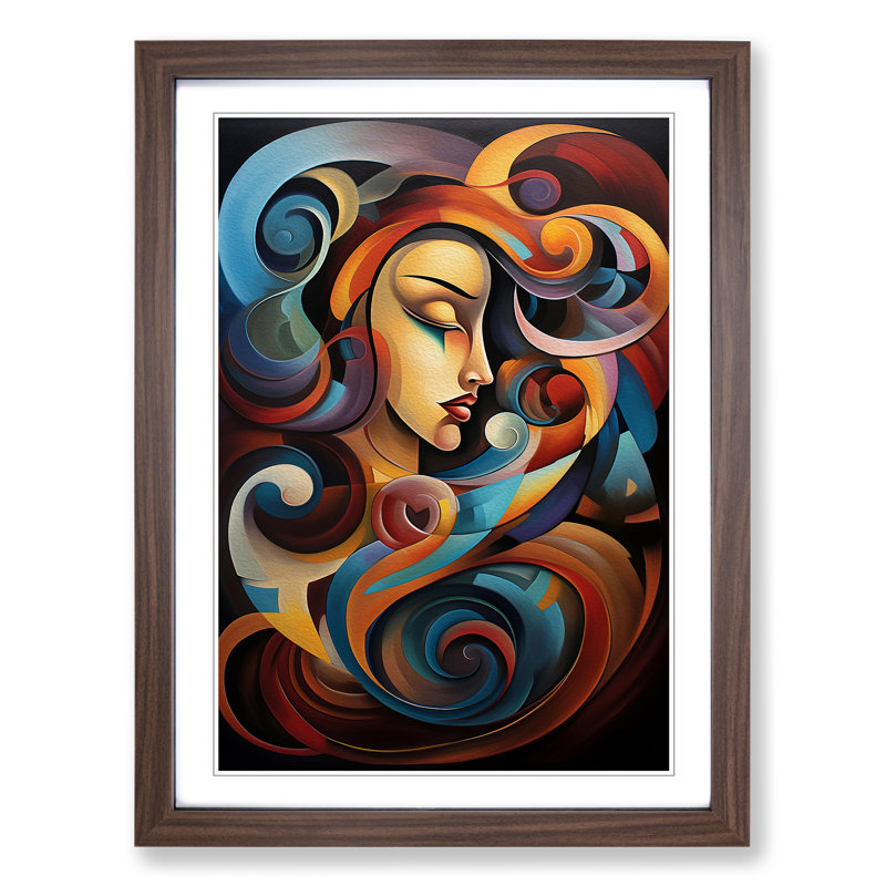 Aquarius Zodiac Abstract - Framed Print, 46cm H x 34cm W x 2cm D, Walnut Framed