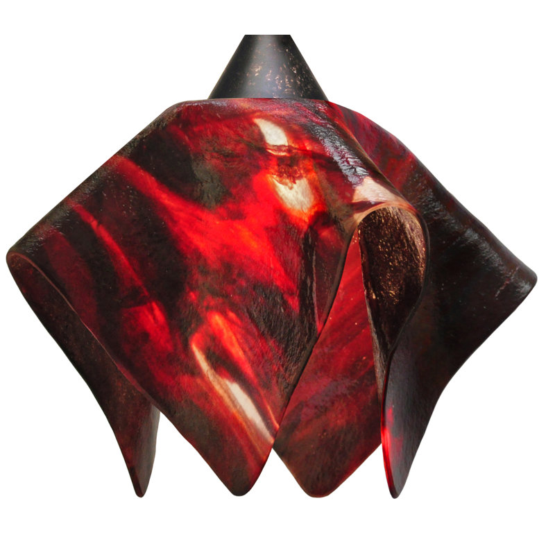 Amergin Flame Handcrafted Glass 1-Light Pendant, Large, Azalea, Brown