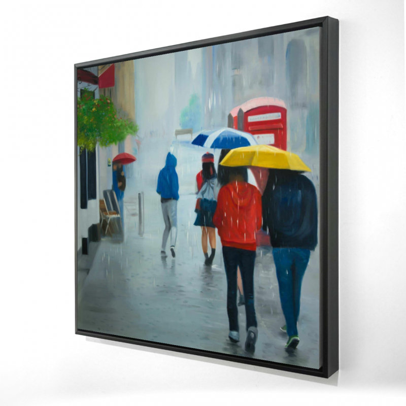 «People Walk Under Under Umbrella By A Rainy Day»