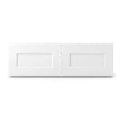 Armoire murale moderne de style Shaker en bois massif et contreplaqué, 2 portes, profondeur 61 cm (24 po), blanche - Hauteur 30,5 cm (12 po)