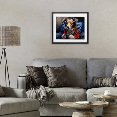«Game Master Dog», reproduction encadrée sous verre, conception de Shawna Stewart