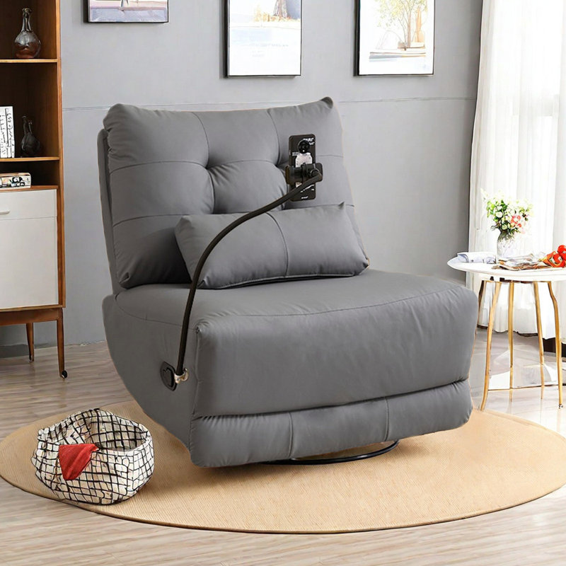 Fauteuil inclinable en similicuir Svala, Gris foncé