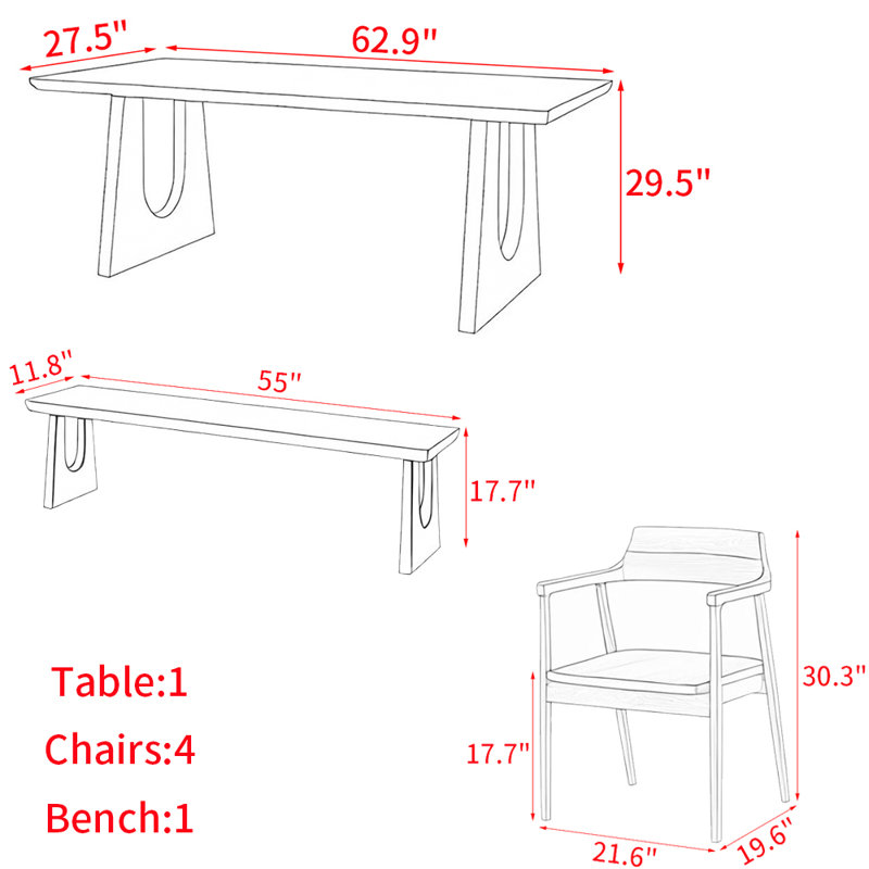 American Style Solid Wood Rectangular Dining Table