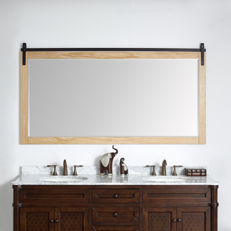 Karamfila Flat Wall Mirror, Weathered Pine, 39.4" x 72"