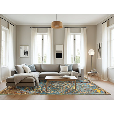 Tapis brun / bleu / jaune Arvide
