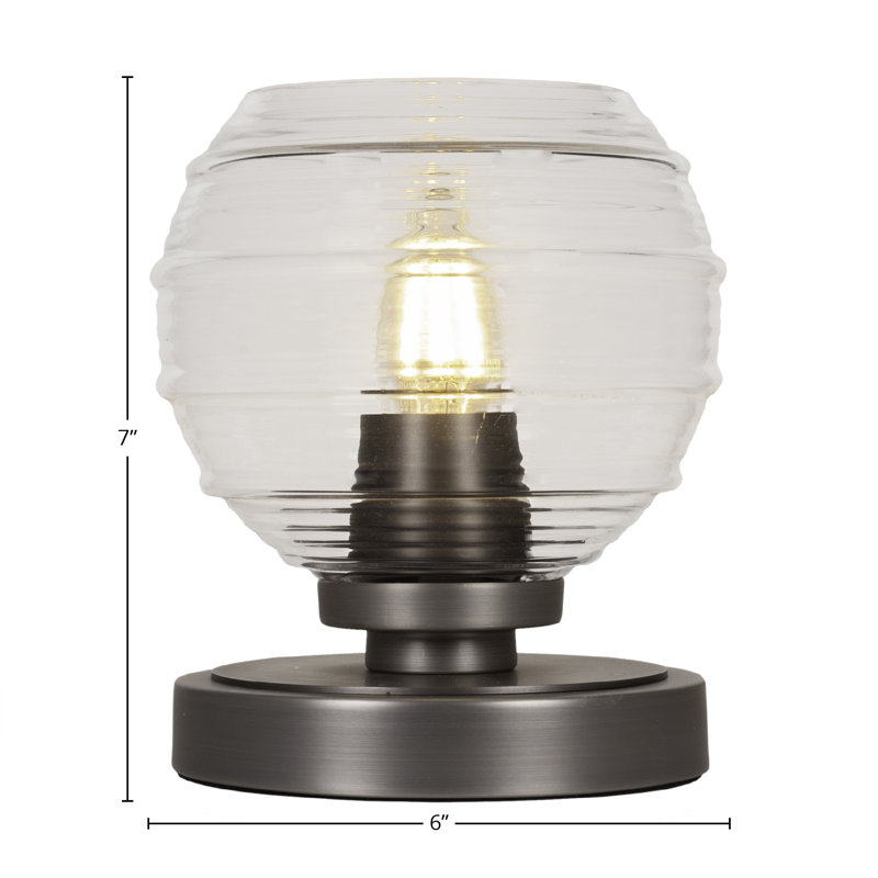 Jenne Accent Lamp Shown In Graphite Finish With 6" Clear Ribbed Glass