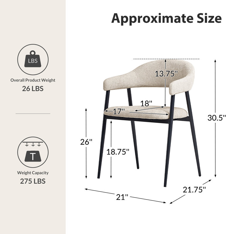Remedios Modern Dinning Chair With Metal Legs, Tan, 6