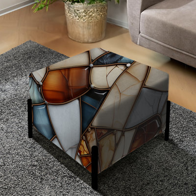 Earth Tones Marble Mosaic Elegance - Repose-pieds carré en marbre