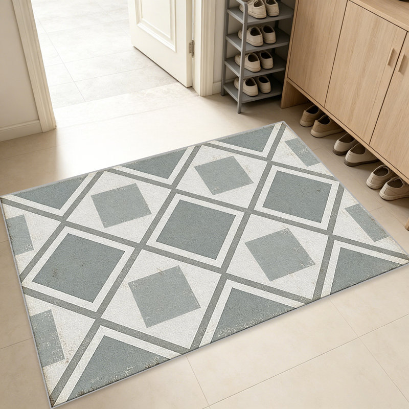 Grey Diamond carpet-easy to clean, machine-washable, soft and comfortable; suitable for door mats, kitchens, living rooms, bedrooms, corridors, and laundry areas. Easy to clean, durable carpet for home decoration.