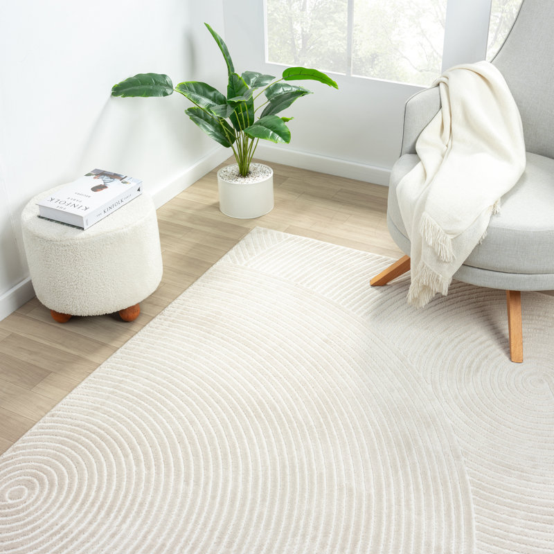 Tapis à motif de cercles zen beige Abani Murtie, Rectangle 8 pi 11 po x 12 pi
