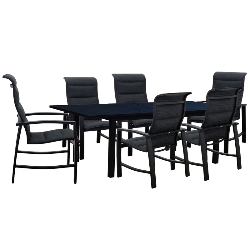 Parsonville 6 - Person Patio Dining Set Extendable Rectangular Table