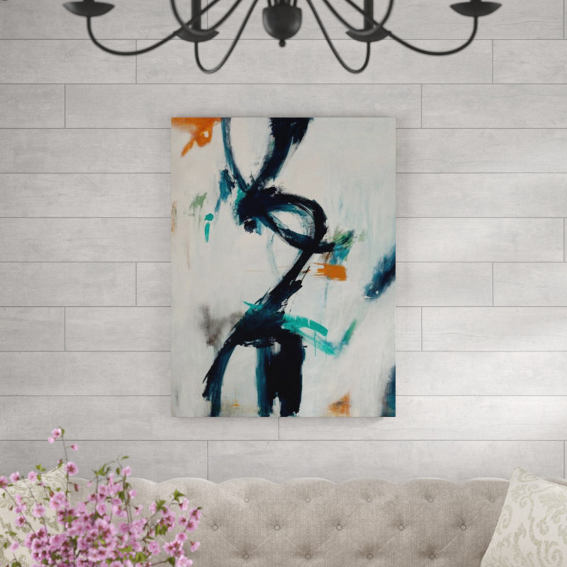 Linear Edge par Sara Brown - Peinture, Image au pinceau gel, H 53 po x l 40 po x P 1,5 po
