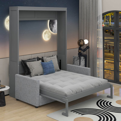 Lit escamotable double avec coussin