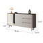Buffet blanc laqué de style minimaliste italien, plateau en pierre frittée noire, pieds en acier inoxydable-370836175