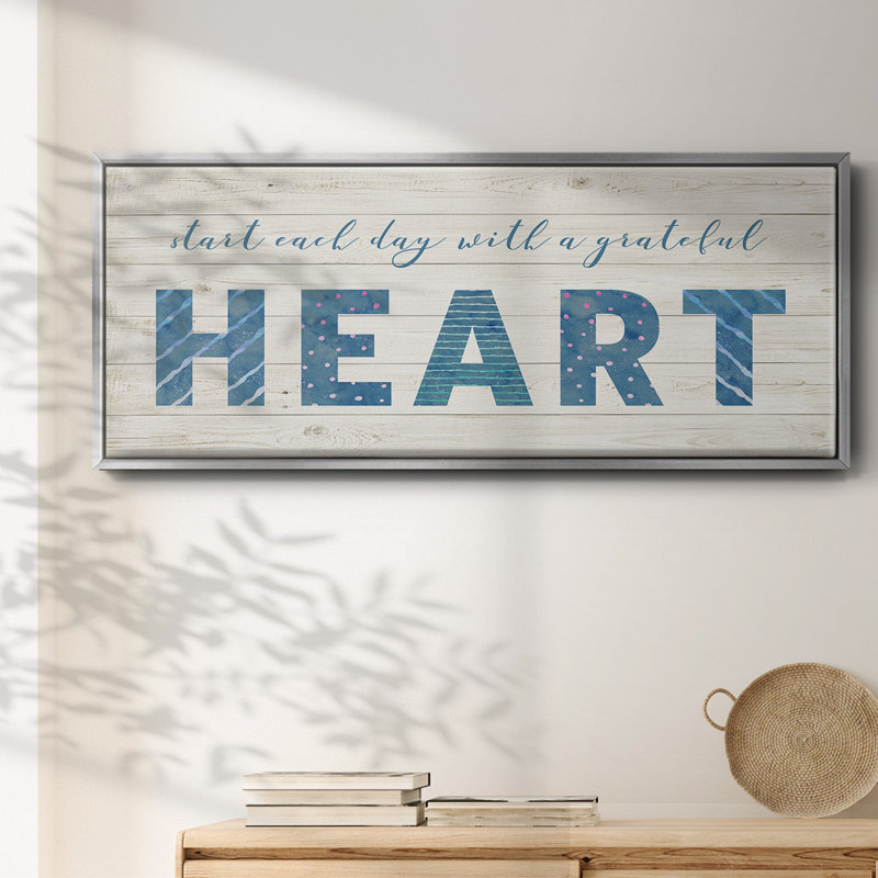 Grateful Heart- Framed Canvas, 20" H x 50" W
